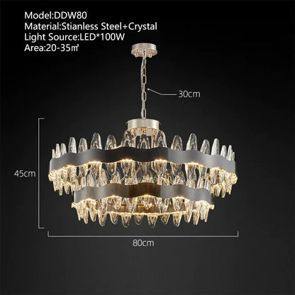 DecorBites™ Crystal LED Chandelier: Modern Luxury Interior Pendant Light for Living Room