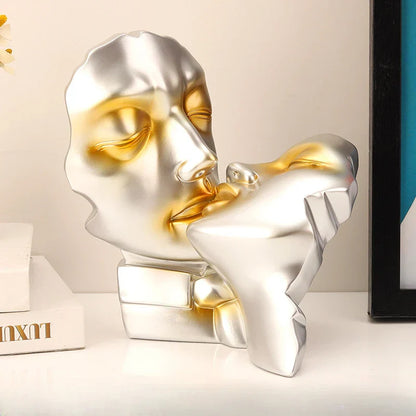 Decorbites™ Abstrakte Gold-Kopf-Paar-Skulptur, Hochzeitsgeschenke & Wohnraumdekoration