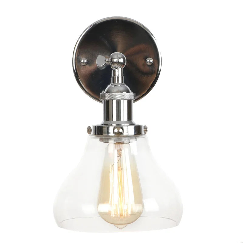 Decorbites™ Industrielle Vintage-Silber-Glas-Wandleuchte für Schlafzimmer Küche Balkon Nachttisch