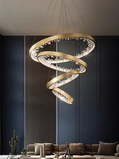 DecorBites™ Crystal LED Chandelier Circle Hanging Lamp - Modern Luxury Dimmable Lighting