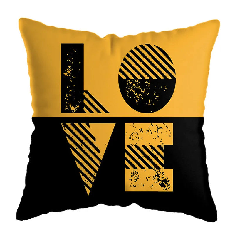 Decorbites™ Geometrisches Hirsch-Print Kissenbezug 45x45 cm - Gelb Hausteppich-Dekoration