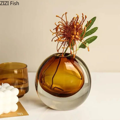 Decorbites™ Elegante 2-Farben-Glasvase mit Kunstblumen für modernes Wohnraumausstattung