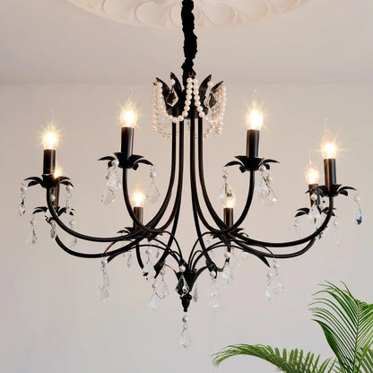 Decorbites™ Schwarze E14 Kerzen-Kronleuchter: Französisches Pendellicht für das Wohnzimmer zur Heimdekoration