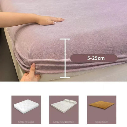 DecorBites™ Cozy Milk Velvet Fitted Sheet for Autumn & Winter Mattress Topper