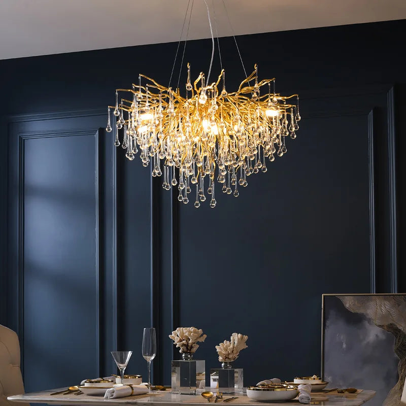 Decorbites™ Kristall-Wassertropfen-Zweige-Kronleuchter LED-Beleuchtungskörper für Halle und Wohnzimmer