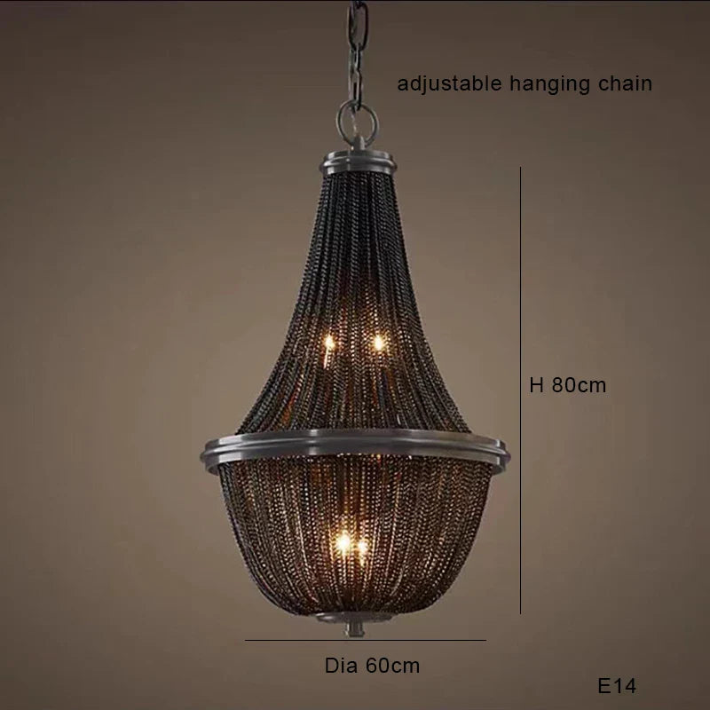 Decorbites™ Schwarze Aluminium-Ketten-Quaste-Hängeleuchte - Dimmbare Klassische Kronleuchter