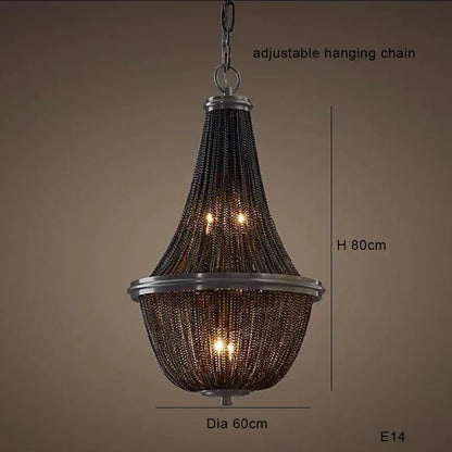 Decorbites™ Schwarze Aluminium-Ketten-Quaste-Hängeleuchte - Dimmbare Klassische Kronleuchter