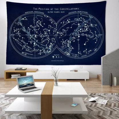 DecorBites™ Cosmic Constellation Compass Tapestry: Abstract Psychedelic Witchcraft Wall Hanging