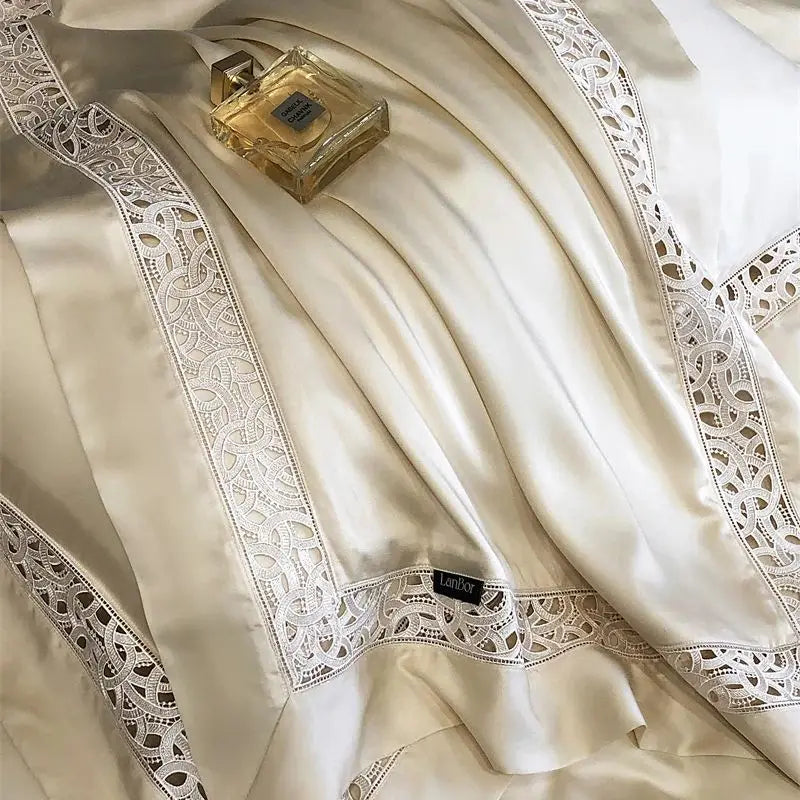 Decorbites™ Eukalyptusfaser-Hohlgewebe-Bettwäsche-Set mit breitem Rand – Weich, seidenweich und atmungsaktiv