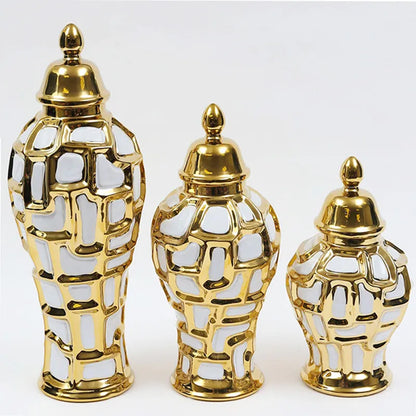 Decorbites™ Gold Karo Keramik Allgemeiner Behälter - Vintage Dekorative Ornamente