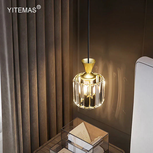 Decorbites™ Gold Mini-Kristall-Hängeleuchte für Schlafzimmer, Kücheninsel, Flur - Kleine schwarze E27 Lampe