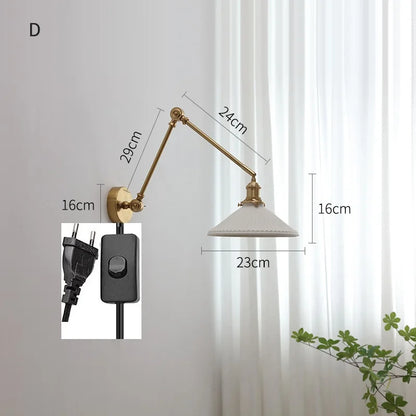 DecorBites™ Copper Swing Arm Wall Lights Sconce Up Down LED Modern Ceramic Lampshade