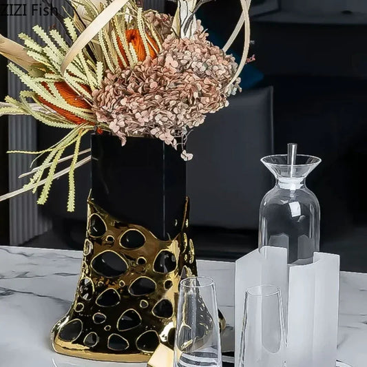 Decorbites™ Vergoldete Hohlvasen für Schreibtischdekoration und Blumenarrangements