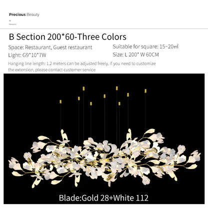 Decorbites™ Ginkgo Biloba Kronleuchter: Elegantes Duplex Wohnzimmer Hotel-Lobby-Pendant-Licht