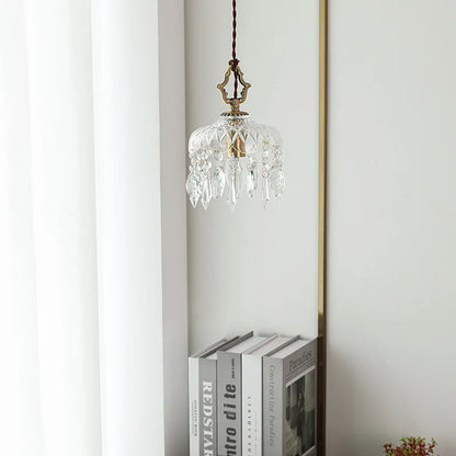 DecorBites™ Crystal Glass LED Copper Pendant Lights for Bedroom Living Dining Room