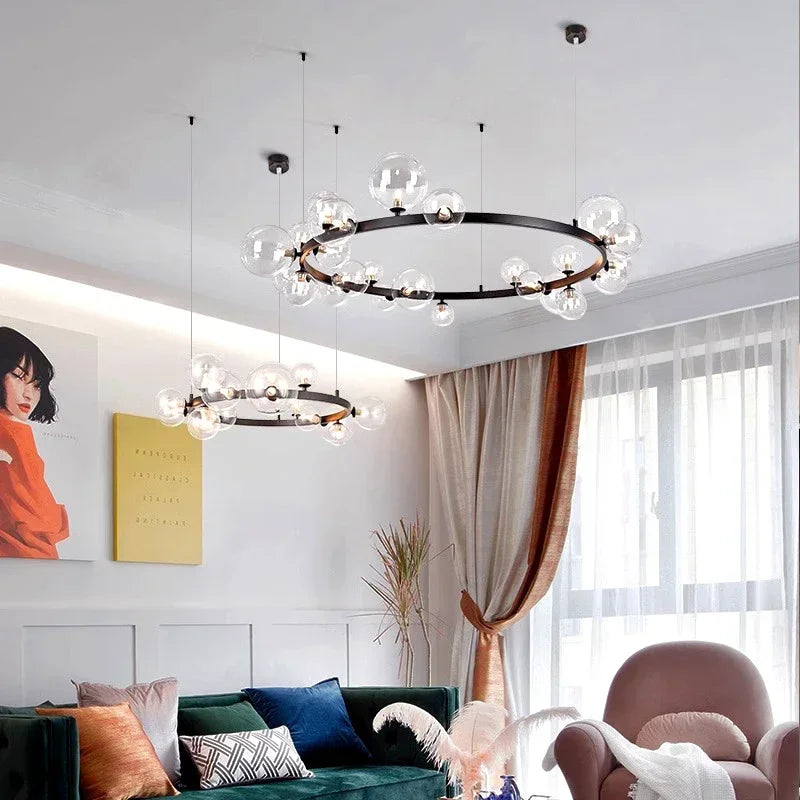 DecorBites™ Glass Ball Pendant Chandelier for Kitchen Dining Living Room