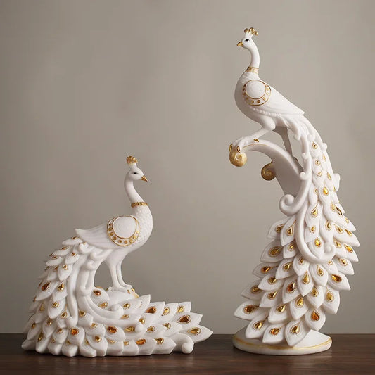 Decorbites™ Goldener Phönix-Pfau-Skulptur Heimdekoration Ornament Figur