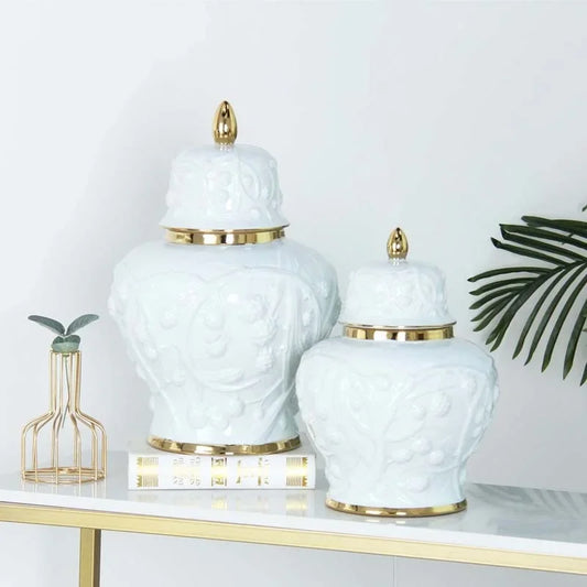 Decorbites™ Geprägte Blume Keramik Ingwergefäß Vase - Heimdekoration Speicherbehälter