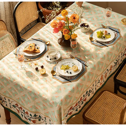 Decorbites™ Barock-Blumen-Fransen-Placemat-Set – Luxuriöse Baumwoll-Leinen-Retro-Sechseck-Tischsets