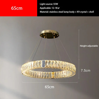 DecorBites™ Crystal Round Ceiling Chandelier LED Lighting Fixtures for Kitchen Dining Room & Villa