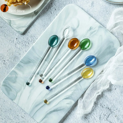 Decorbites™ hitzebeständiges Glaslöffel-Set für Kaffee, Dessert & Gewürzglas, Teelöffel