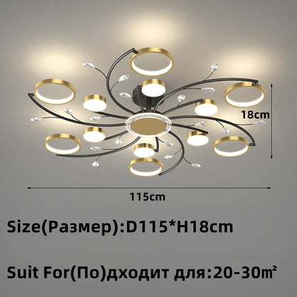 Decorbites™ Gold-Aluminium-LED-Kronleuchter mit K9-Kristall, Luxus-Pendantleuchten für die Hausdekoration