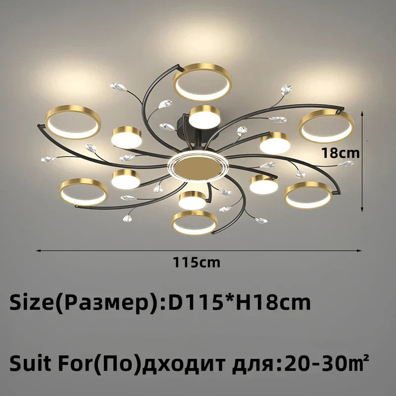 Gold Crystal LED Chandelier K9 12-Head