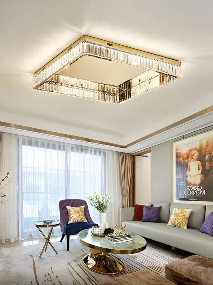 Decorbites™ Kristall-LED dimmbare Deckenleuchten: Moderne quadratische Stahlarmatur für das Wohnzimmer