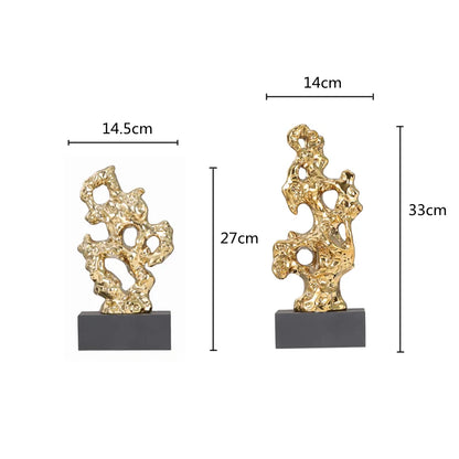 Decorbites™ Goldene Hohlstein-Statue Korallen-Skulptur Wohnungsdekoration Figuren
