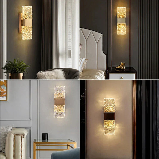 DecorBites™ Crystal Nordic LED Wall Lamps | Modern Corrugated Sconces for Home Decor