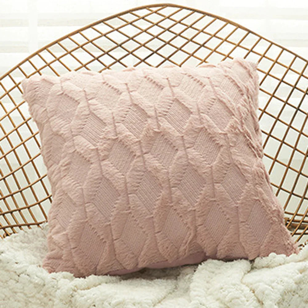 DecorBites™ Geometric Diamond Pattern Plush Cushion Cover for Stylish Home Decor