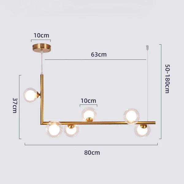 Decorbites™ Glas Schwarz Kronleuchter Pendellampe Nordisch Modern Wohnzimmerleuchte