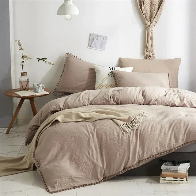 Decorbites™ Fellknäuel-Quasten-Daunenbezug-Set - Luxus-Bettwäsche - King Queen Twin Full Größen