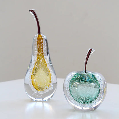 DecorBites™ Crystal Glass Apple Pear Ornaments Home Decor Figurines