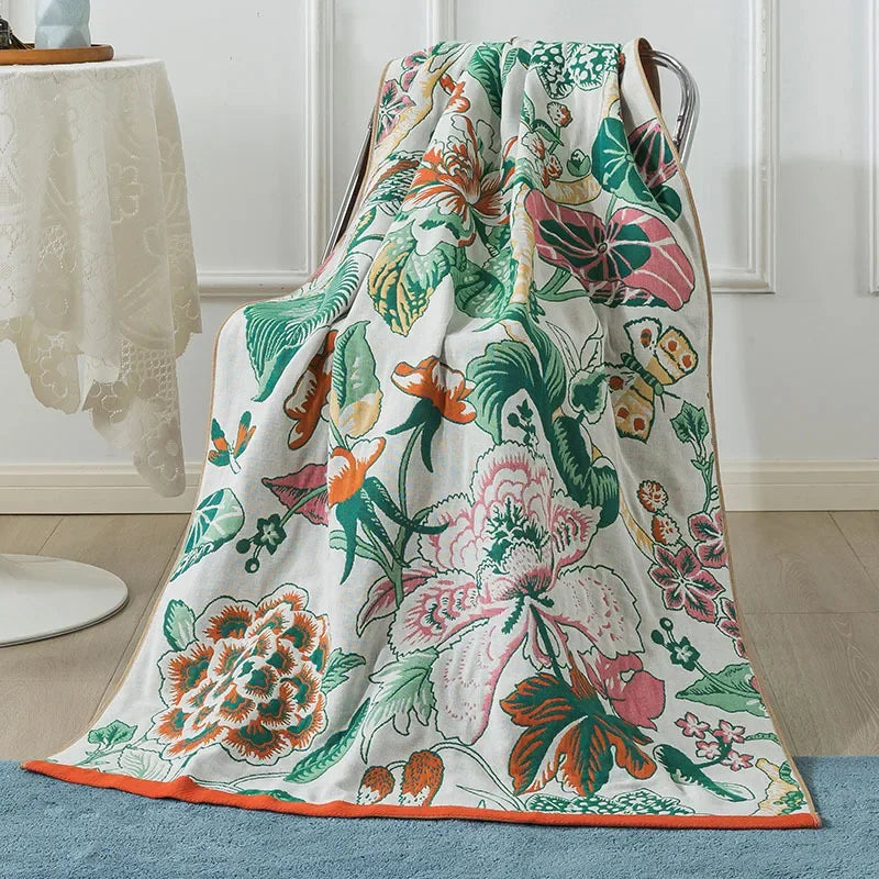 Decorbites™ Baumwoll-Gaze-Pfau-Badhandtuch - Weich, hautfreundlich, schnell trocknend - 90x180 cm