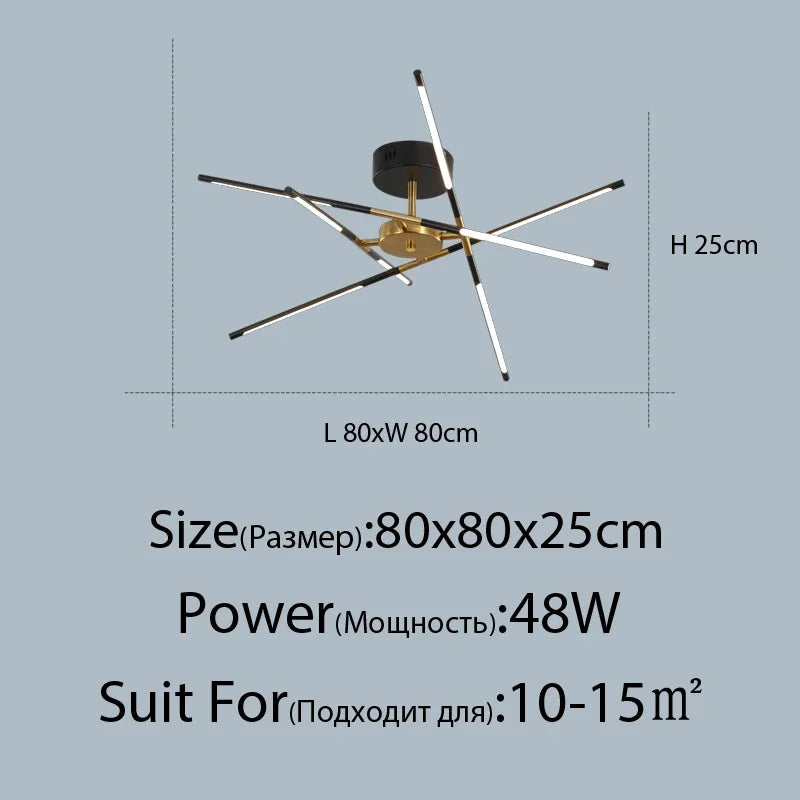 Black Gold Pendant Lamp 12-Head Dimmable