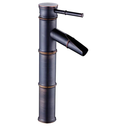 Decorbites™ Schwarze Bronze Wasserfallarmatur Bambus Badezimmer Waschtischarmatur Hoher Bogen Mischer