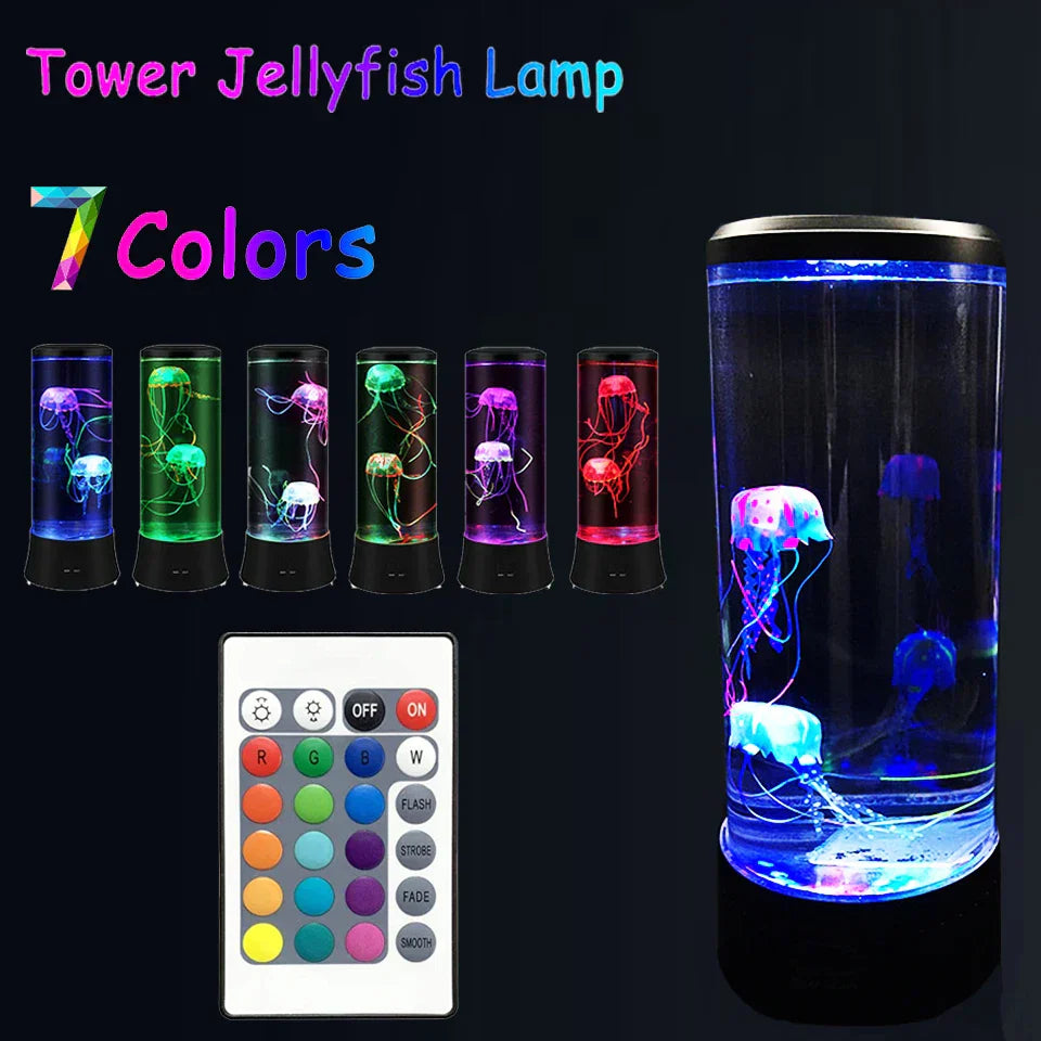 Decorbites™ Qualle-Lampe: Fernbedienung LED-Nachtlicht, farbwechselnde Aquarien-Dekoration, USB-Ladung