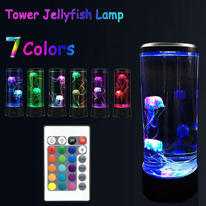 Decorbites™ Qualle-Lampe: Fernbedienung LED-Nachtlicht, farbwechselnde Aquarien-Dekoration, USB-Ladung