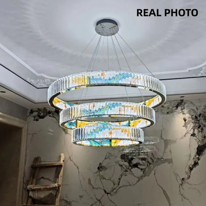 Decorbites™ Circle Stahl LED Pendelleuchter, Moderne dimmbare Beleuchtung für Wohnzimmer und Heimdekoration