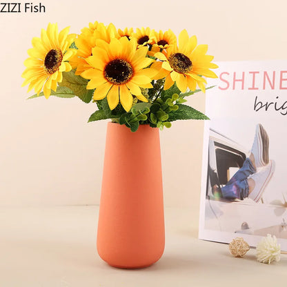 Decorbites™ Gradient Keramik Vase Zylinder Schreibtischdekoration Blumenvasen Modernes Raumdekoration