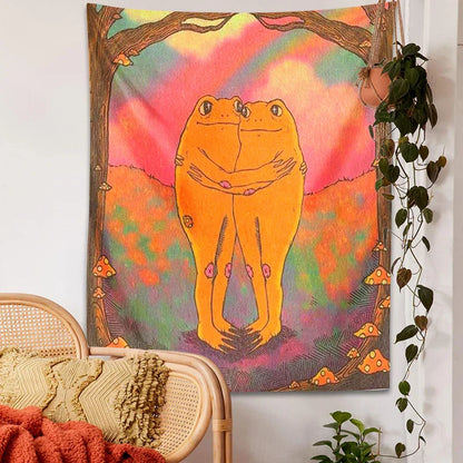 DecorBites™ Cottagecore Frog Mandala Tapestry for Girls' Room and Dorm Decor