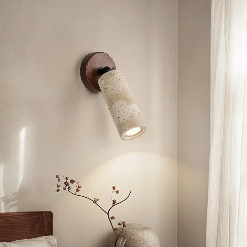 Decorbites™ LED Wandlampe Eisen Drehbar Küche Schlafzimmer Flur Gelber Travertin Holz Spiegel Licht