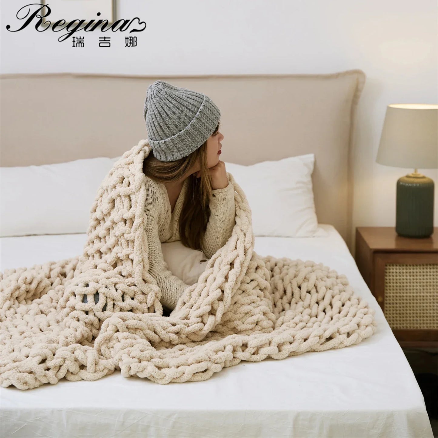 Decorbites™ Kuschelige Chenille-Grobstrickdecke - Weiche dekorative Überdecke für Bett, Sofa, Wohnzimmer - Sommerquilt- oder Teppichalternative