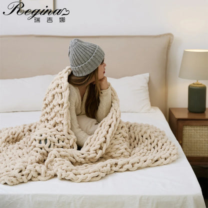 Decorbites™ Kuschelige Chenille-Grobstrickdecke - Weiche dekorative Überdecke für Bett, Sofa, Wohnzimmer - Sommerquilt- oder Teppichalternative