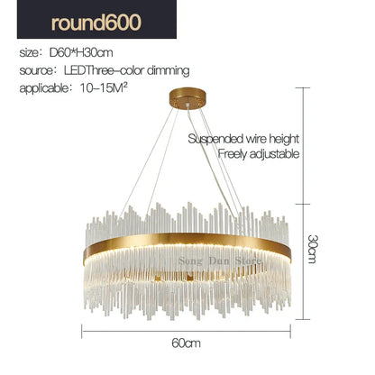 Decorbites™ Kristallstab-Runde Kronleuchter: Modernes nordisches Licht für Wohnzimmer, Schlafzimmer, Esszimmer, Küche