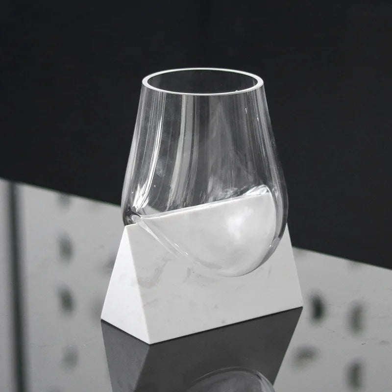 Decorbites™ Abstrakte Glasvase mit Marmorsockel zur Haushaltsdekoration