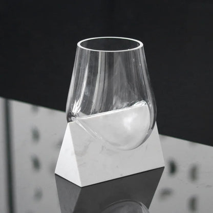 Decorbites™ Abstrakte Glasvase mit Marmorsockel zur Haushaltsdekoration