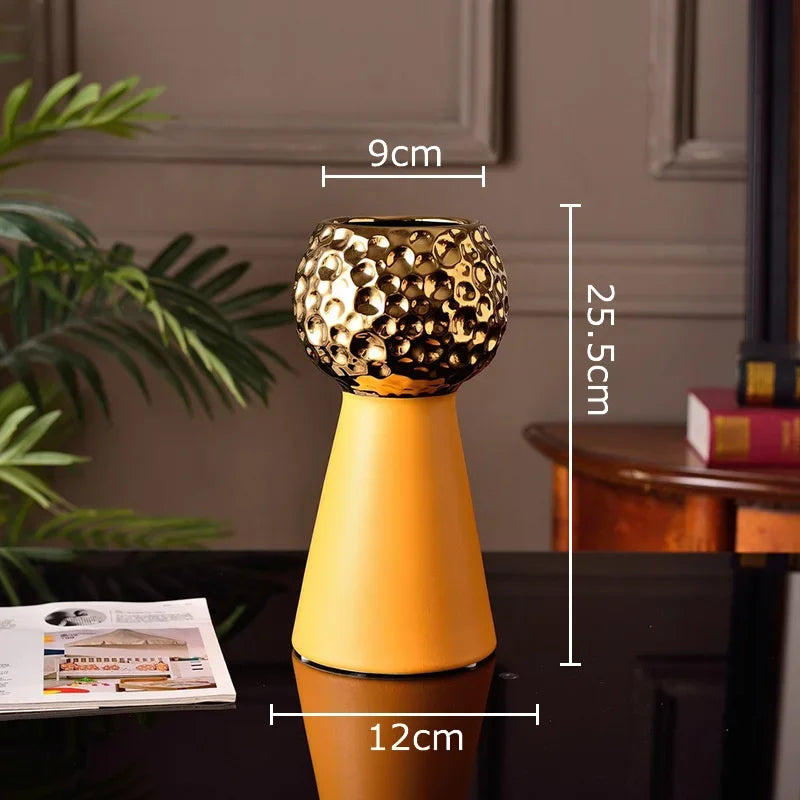 Gold Hammer Ceramic Vase
