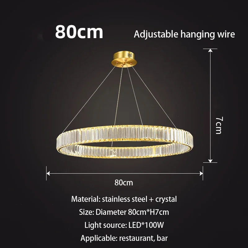 Gold Crystal Round Pendant
